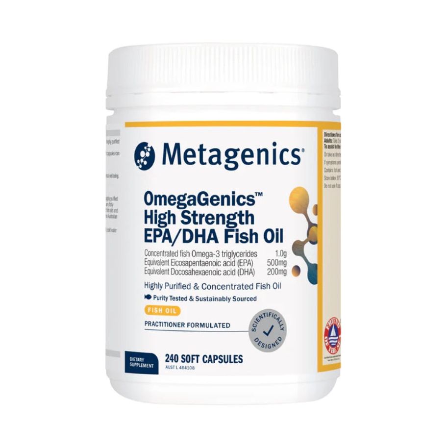 Metagenics OmegaGenics™ High Strength EPA DHA Fish Oil 240 Capsules (Formally MetaPure EPA/DHA)