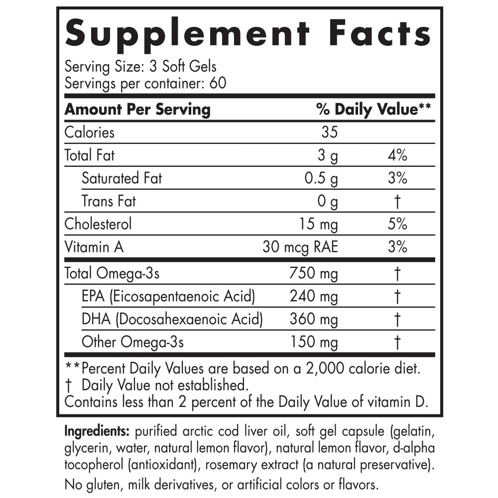 Nordic Naturals Arctic Omega Lemon 180 Softgels