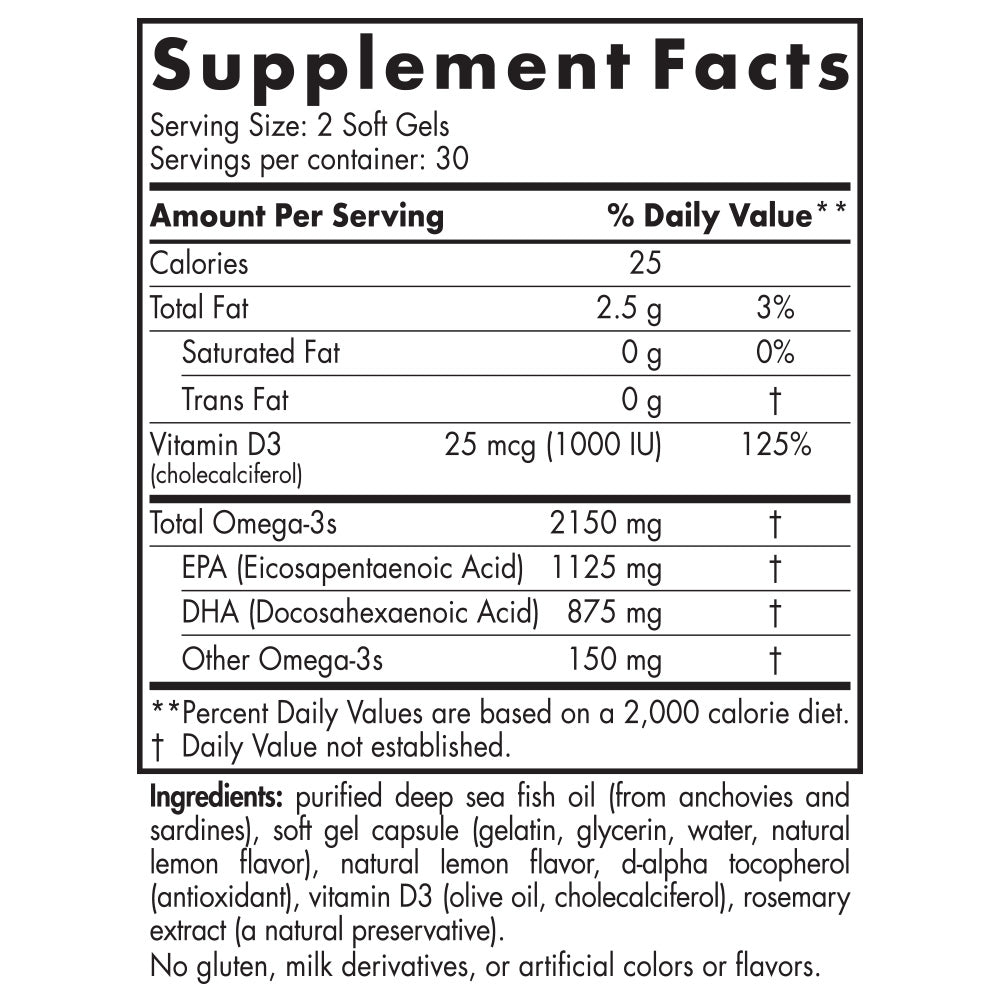 Nordic Naturals ProOMEGA 2000 + D 60 Softgels