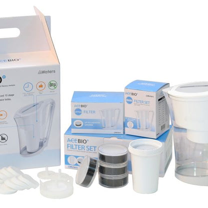 Ace Bio Mineral Water Filter Pot 1.0 LT Full Set. Colour White *OUT OF STOCK - PRE-ORDERS*